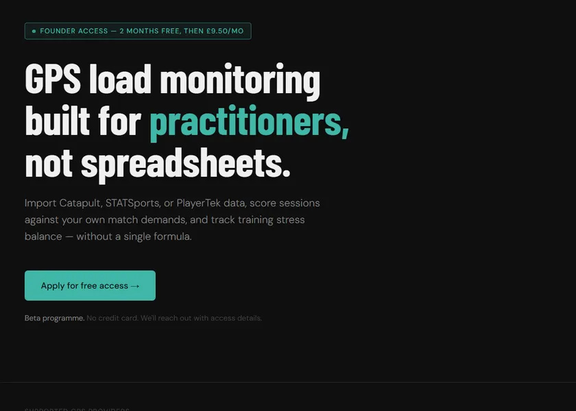 LoadMark homepage: GPS load monitoring built for practitioners, not spreadsheets